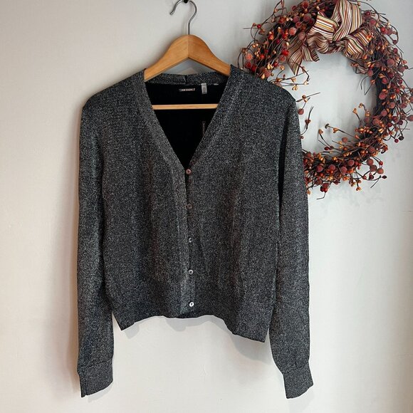 Elie Tahari Womens Metallic Glam Sparkly V-Neck Cardigan XTRA-LARGE Black - Picture 1 of 9